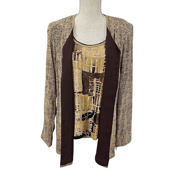 Platinum Dorothy Schoelen Abstract Tank Jacket Set Women's Size P XS Art To Wear - Picture 1 of 16